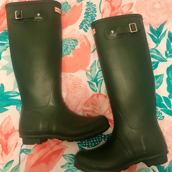 Hunter Shoes - Tall Hunter Rain Boots, Hunter Green